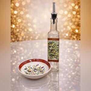 Olive Oil Cruet and Dipping Dish EUC